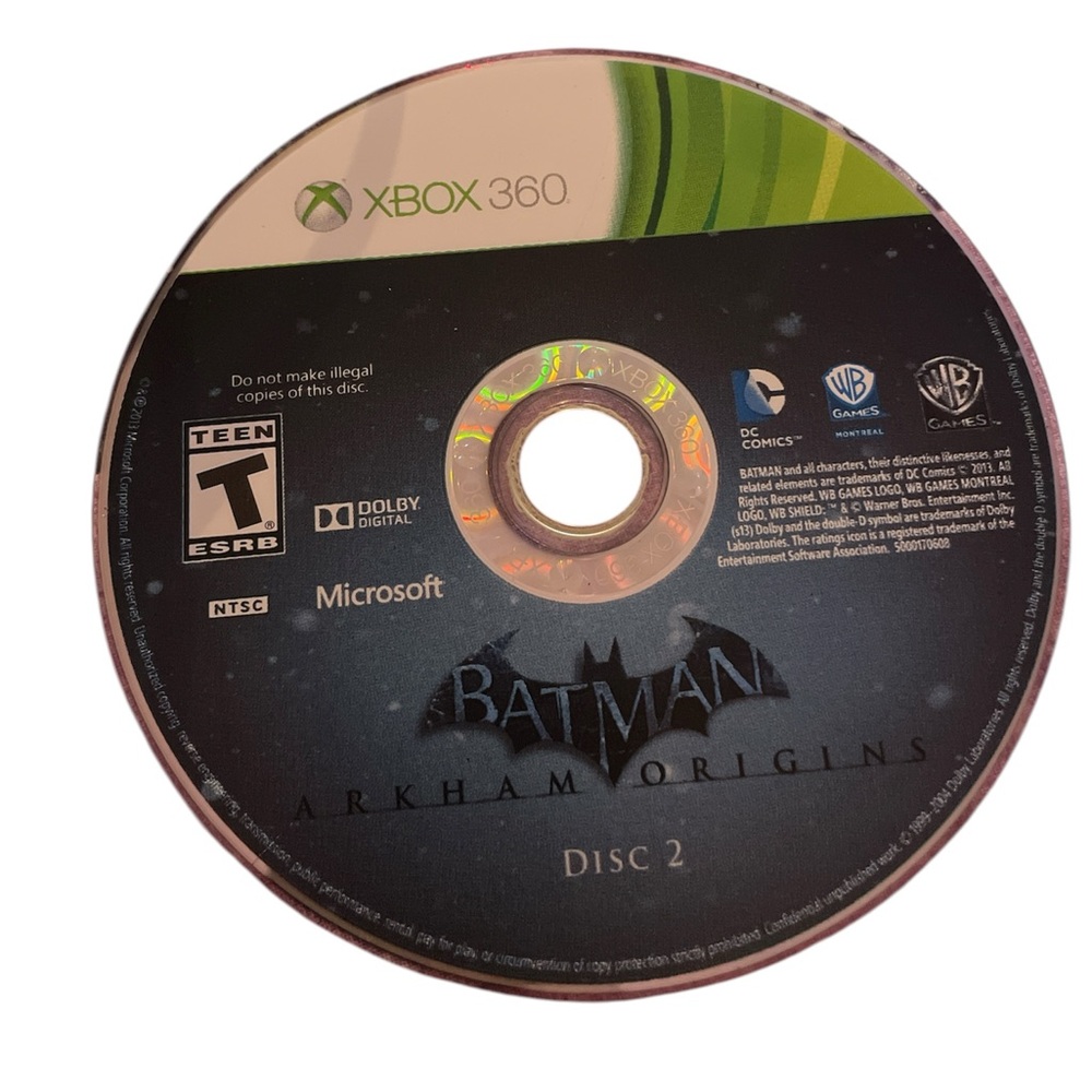 NO BOX Xbox 360 Batman: Arkham Origins Disc 2 - Black